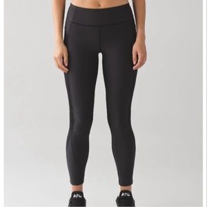 LULULEMON Sleet Sprinter Tights Leggings Pants Black Reflective Running Fleece